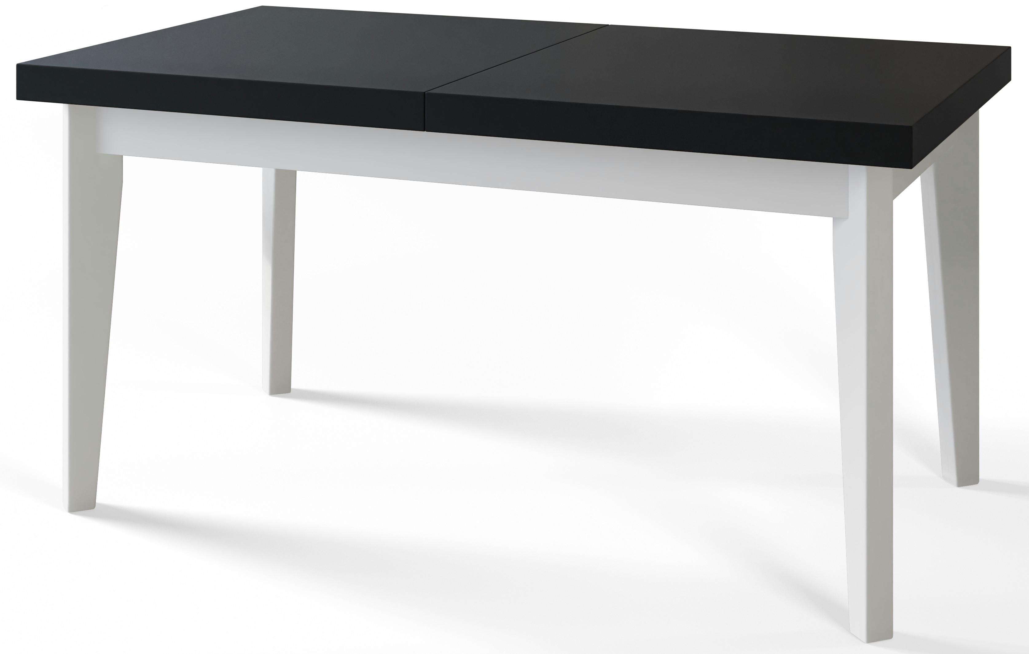 RECHTECKIGER Esszimmertisch SKANDI, ausziehbarer Tisch, Größe: 200-300X100X78 cm, Wohnzimmertisch Farbe: Schwarz, mit Holzbeinen in Farbe Weiß - Schwarz/Weiß, Holzwerkstoff (200/100/78cm) - Alpi-Möbel