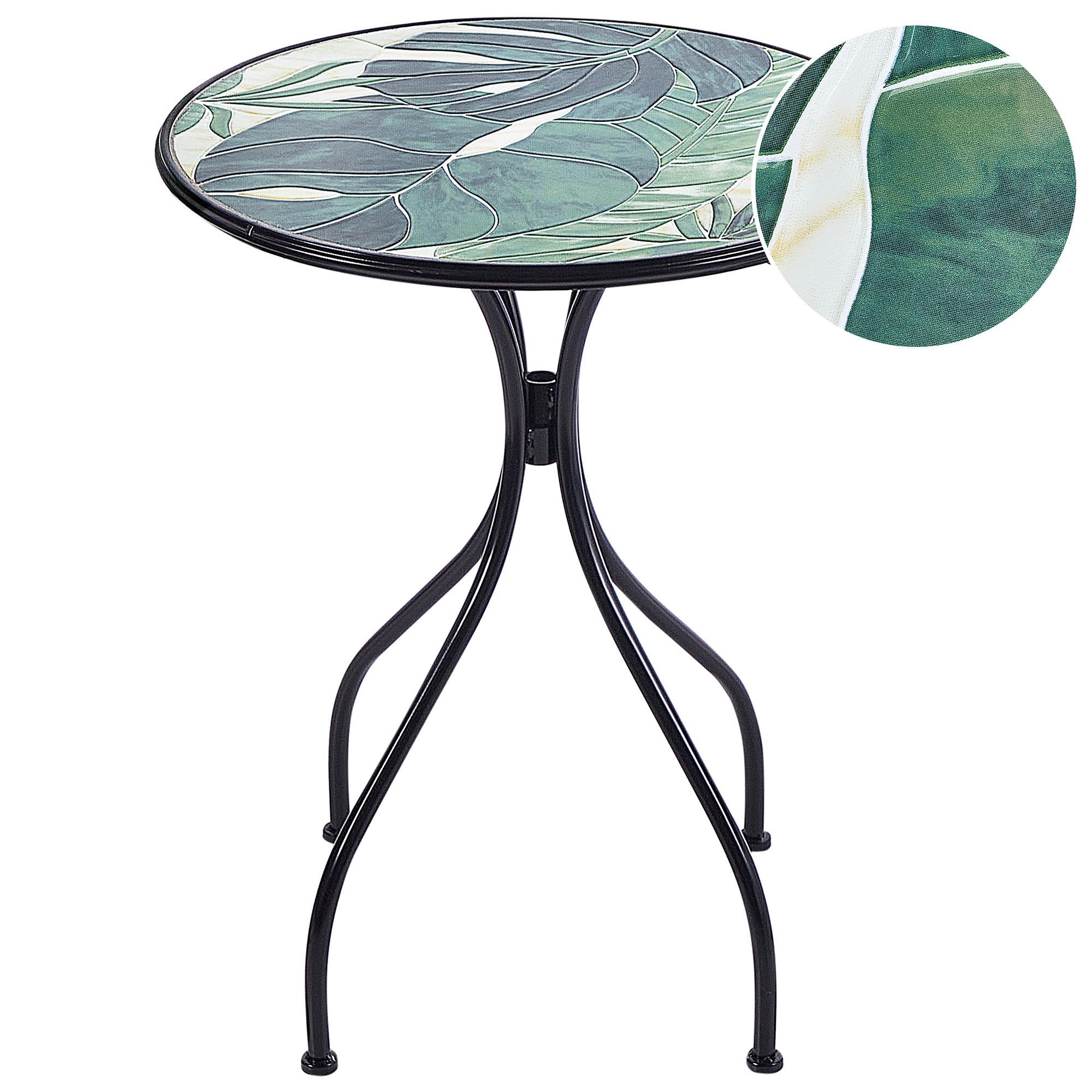 GARTENTISCH Keramik Schwarz Cozzana - Schwarz/Grün, Metall (60/60/75cm) - Beliani