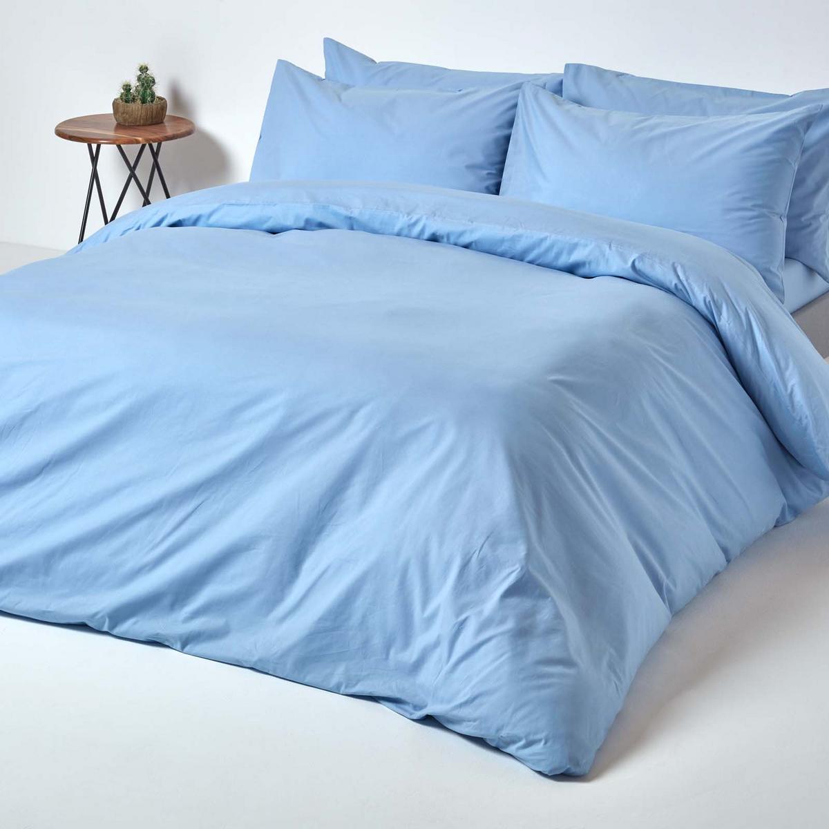 BETTWÄSCHE Perkal Fadendichte 200 - Blau, Textil (260/220cm) - Homescapes