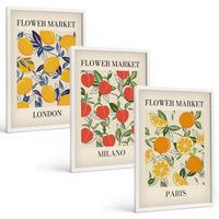 BILDER SET 3er Set - 40x60 cm Weißer Rahmen - Blumenplakate in Städten - Weiß, Kunststoff (40/60cm) - TULUP