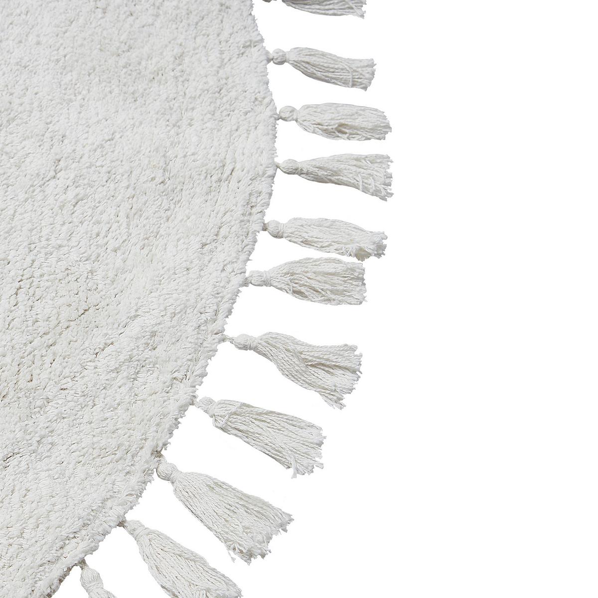 TEPPICH Weiß 120 cm Baumwolle Mitsobi - Weiß, Textil (120/120cm) - Beliani