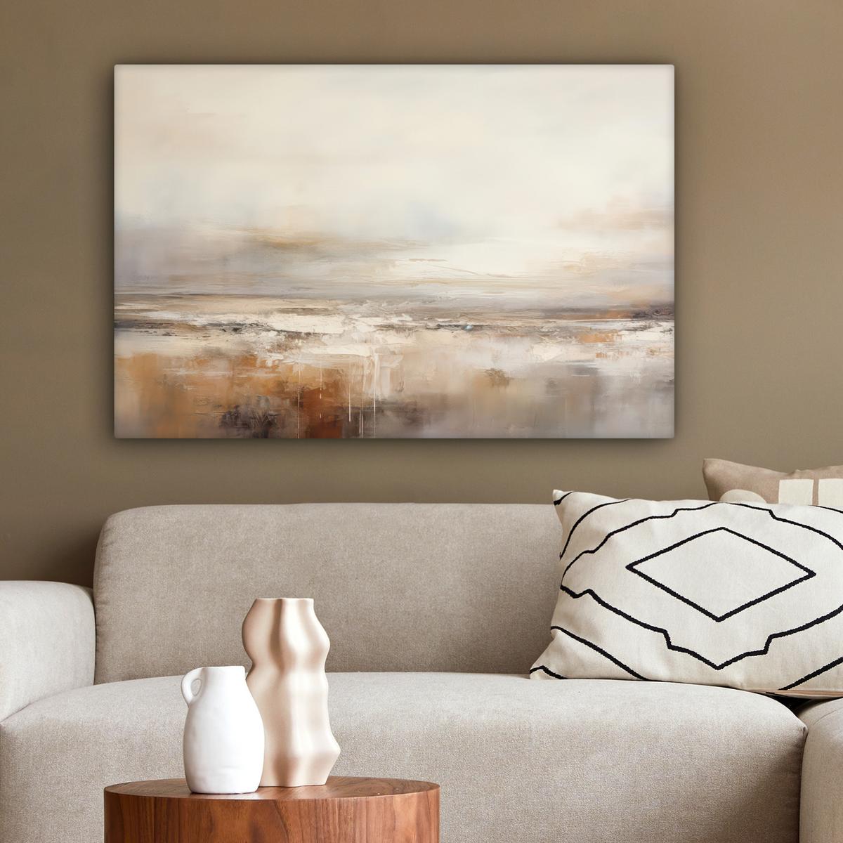 LEINWANDBILD Kunst - Industriell - Grau - Braun - Abstrakt Gemälde 60x40 cm - Sandfarben, Textil (60/40cm) - MuchoWow