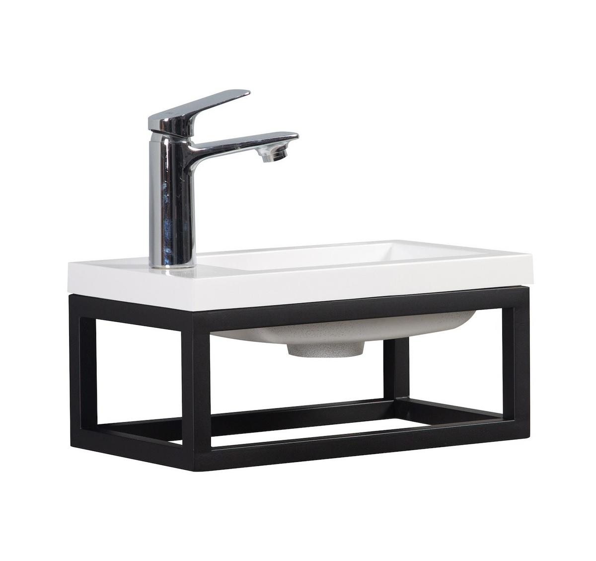 GÄSTE-WC Möbel Mesa 40 x 22 cm – Mattweiß mit schwarzem Metallgestell - Weiß, Holz (40/52/22cm) - Badplaats