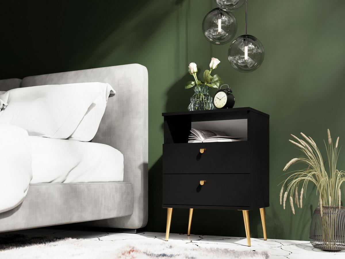 NACHTTISCH Schwarz 50/69,5/33,9 - Schwarz, Holzwerkstoff (50/70/34cm) - RAUMHIRSCH FURNITURE