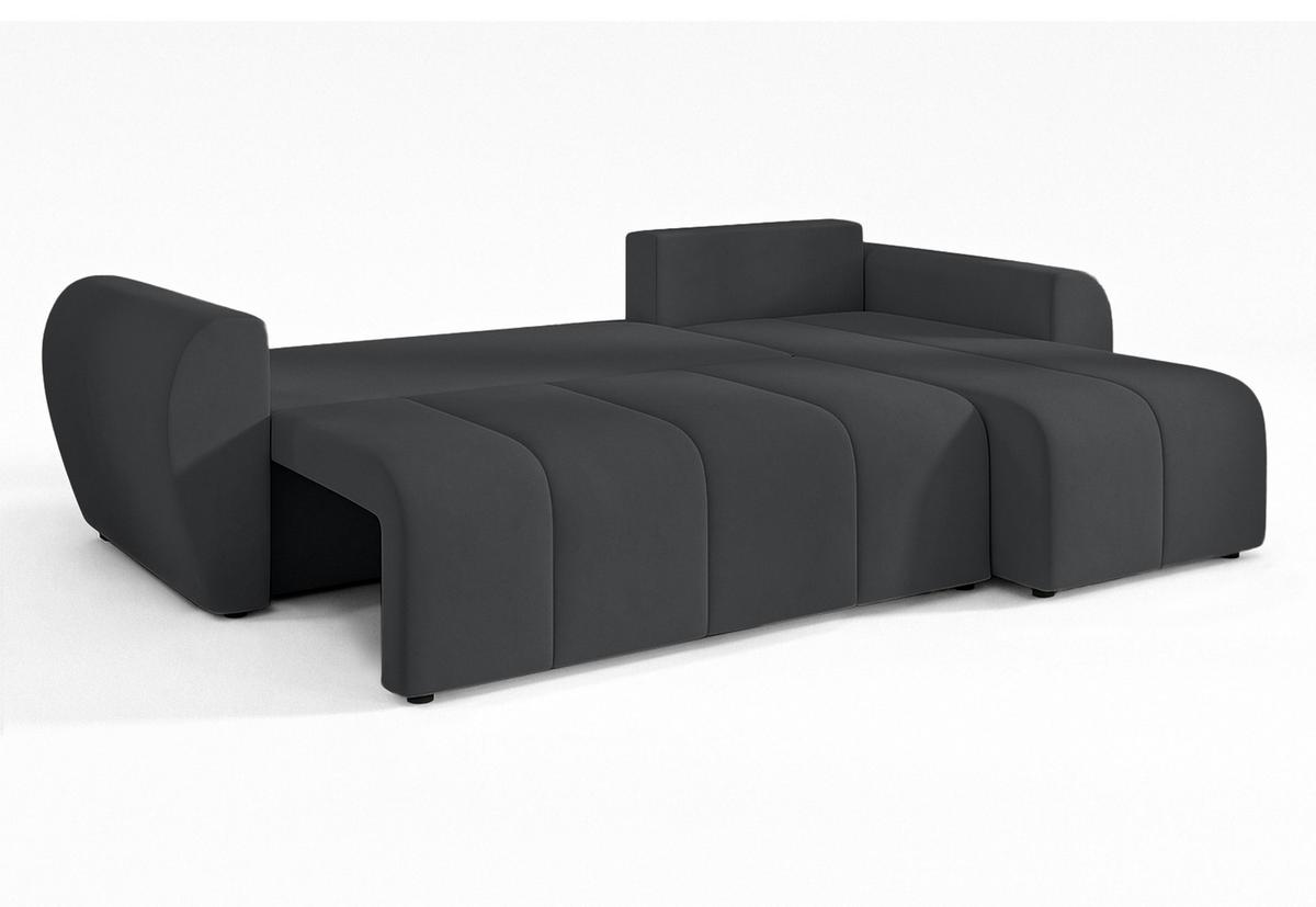 ECKSOFA L Form Malatya Dunkelgrau 246/145/80 cm stilvolle mit Schlaffunktion R - Dunkelgrau/Schwarz, Kunststoff/Textil (246/145cm) - AX Living