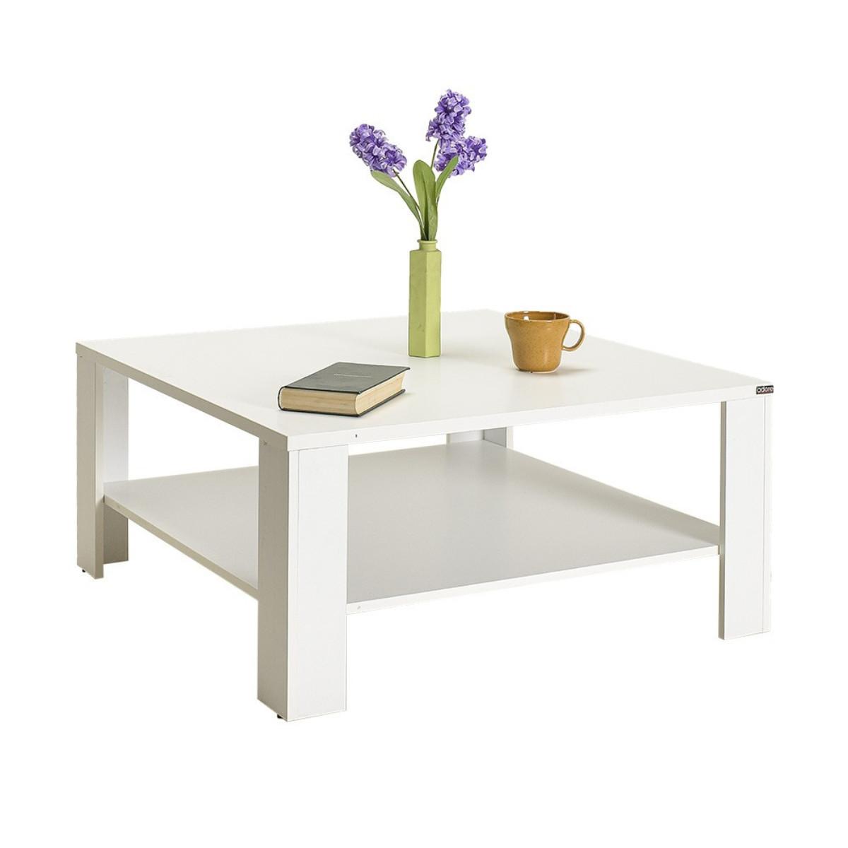 COUCHTISCH mit Ablagefach - lena 90/90/42 cm - Weiß, Holzwerkstoff (98/90/42cm) - Calicosy