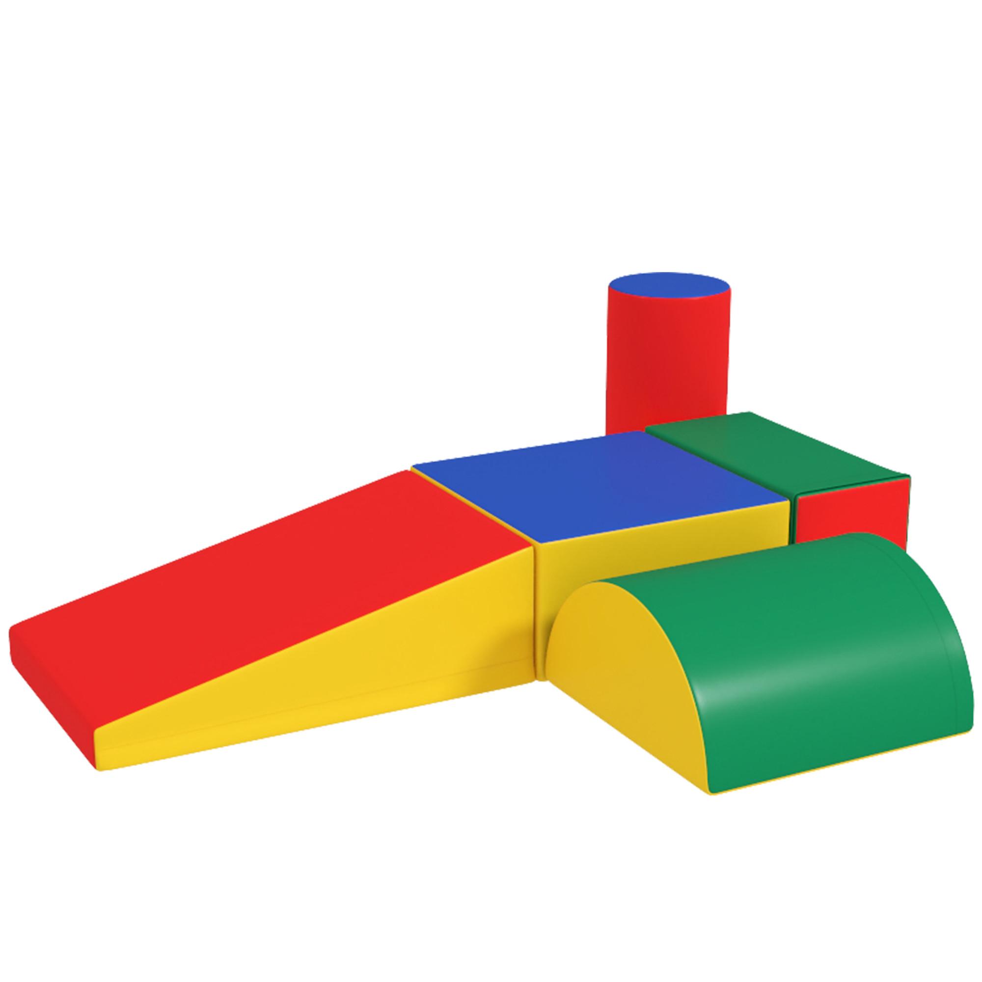 BAUSTEINSET 5er-Set Schaumstoff Bausteine Bauspielzeug für 1-3 Jahre alt Kinder - Multicolor, Textil (40.6/20.3/40.6cm) - HOMCOM