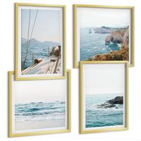 BILDER SET 4er Set - 50x50 cm & 40x60 cm Goldrahmen - Küstenlandschaftsblick - Goldfarben, Kunststoff (50/50cm) - TULUP