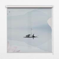 INNENROLLO - Fensterrollo - Rollo - 150x180 cm - Ein Fischer auf einem Boot - Weiß, Kunststoff (150/180/0.5cm) - TULUP