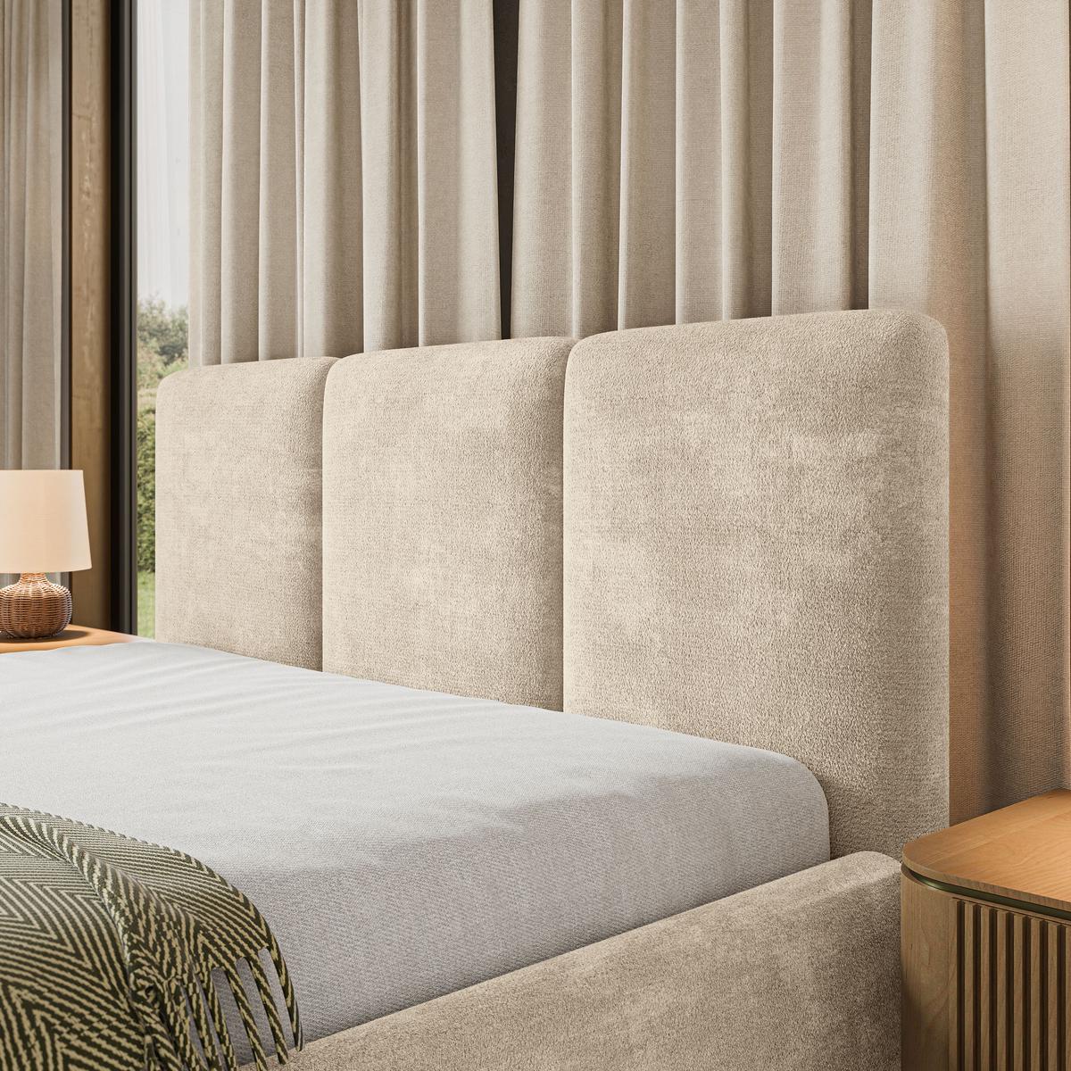 POLSTERBETT MORENA LM 200x200 cm mit Bettkästen - Creme - Creme, Holz (200/200cm) - MASSENO