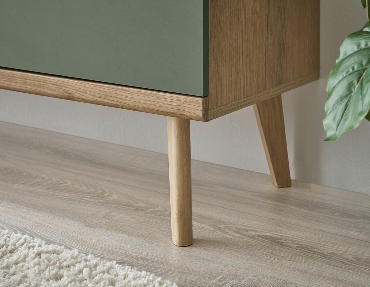 SIDEBOARD Salbei grün, Eiche Evoke, skandinavisch 107 x 83 cm, Kommode mit Vollauszug - Salbeigrün/Eichefarben, Holz/Holzwerkstoff (107/83/40cm) - Furn.Design