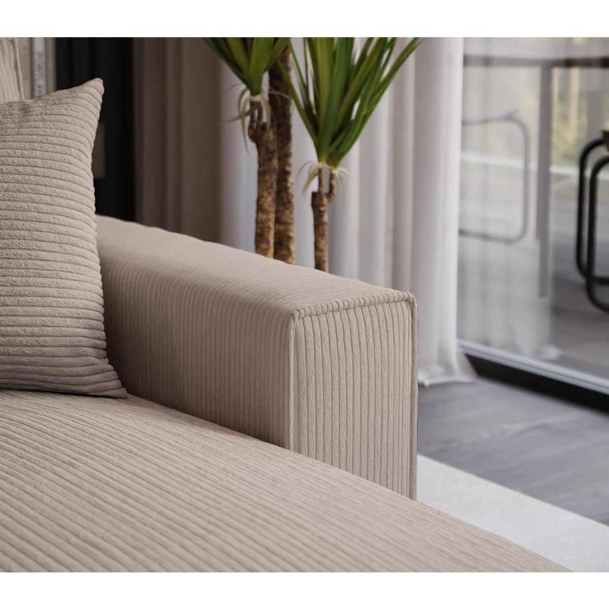 ECKSOFA Parys mit Schlaffunktion und universeller Ottomane, beige - Beige/Schwarz, Kunststoff/Textil (290/185cm) - Beautysofa