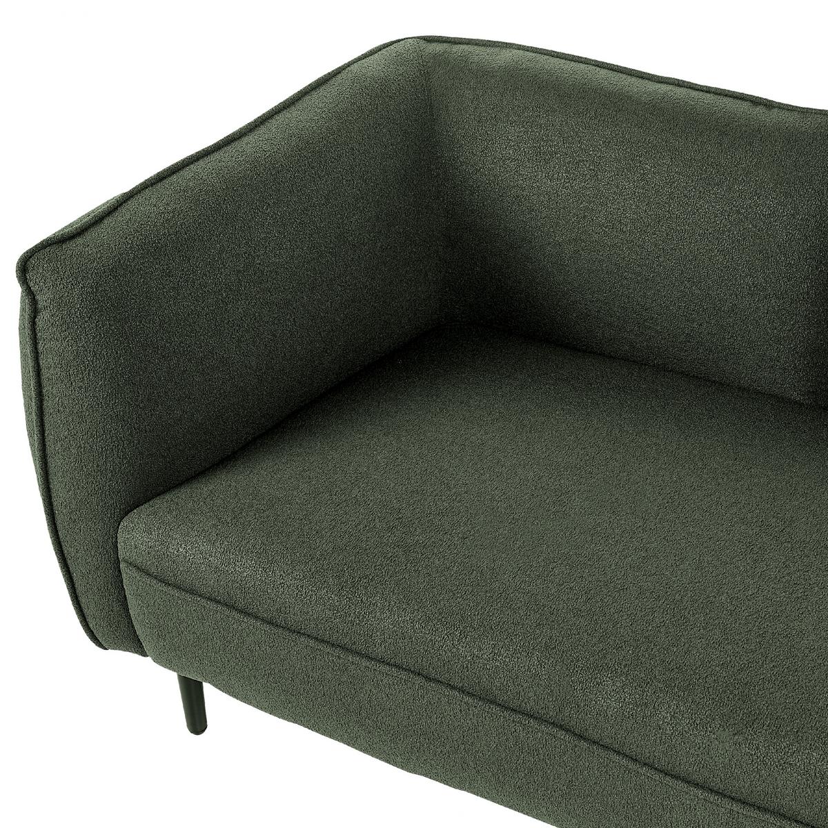 CHAISELONGUE Bouclé dunkelgrün linksseitig Chevannes - Schwarz/Grün, Textil (138/74/77cm) - Beliani