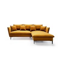 ECKSOFA SOLE Gelb Plüsch-Stoff mit Schlaffunktion - Gelb, Holz (258/167cm) - MASSENO