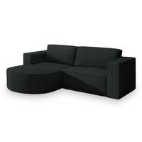 ECKSOFA SORELA P L-S Schwarz Kordstoff mit Schlaffunktion - Schwarz, Holz (263/174cm) - MASSENO
