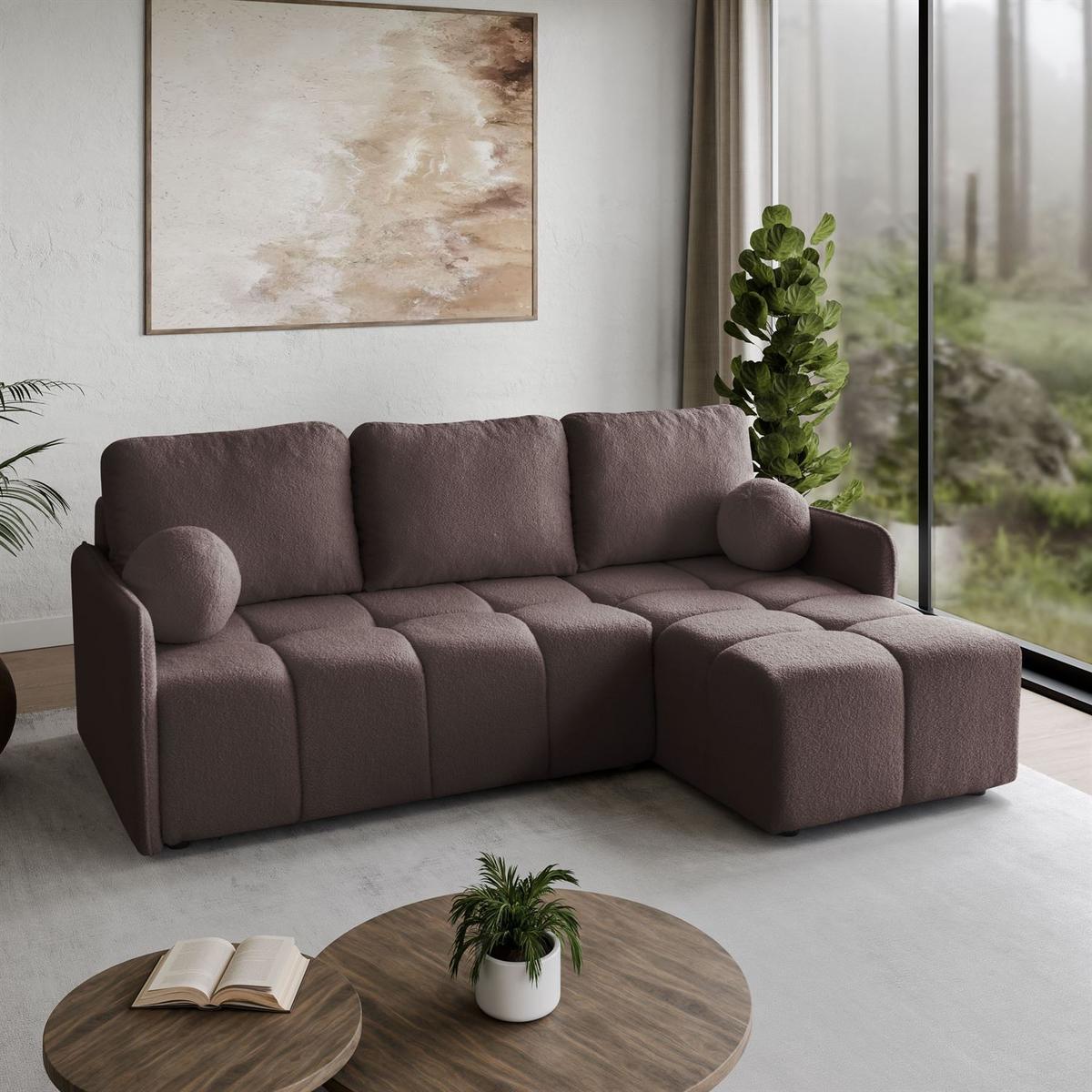 AUSZIEHBARES Ecksofa GAMMA mit Schlaffunktion Quelle 21 - Braun, Textil (217/145cm) - Lookway