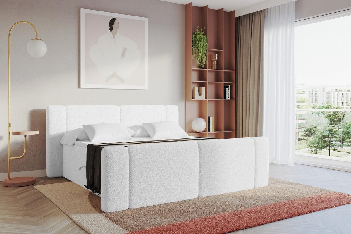 BOXBETT mit Matratze H3 - EVON Zanozek - 180x200 cm Weiß - Weiß, Holzwerkstoff (180/200cm) - ALTDECOR