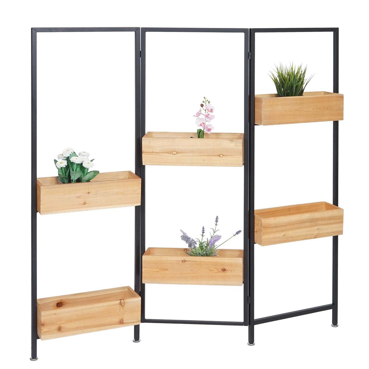 RAUMTEILER MIT PFLANZKASTEN Schwarz, Braun - Schwarz/Braun, Holz (118/116/13cm) - MCW