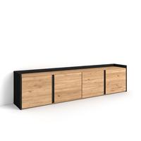 LOWBOARD, Eiche und Schwarz, 207/35/50cm - Braun, Holzwerkstoff (207/50/35cm) - Skraut Home