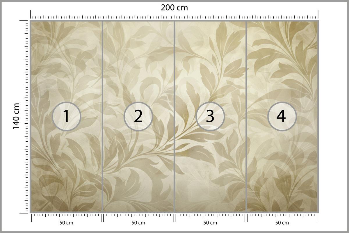 FOTOTAPETE für Schlafzimmer Blätter Pflanzen Natur 200x140 - Beige/Braun, Papier (200/140cm) - Muralo