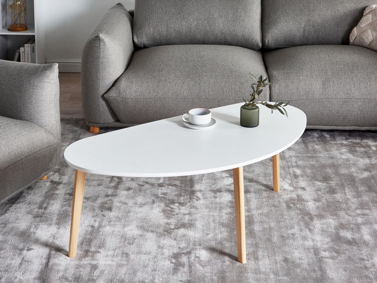 COUCHTISCH Weiß Fly - Hellbraun, Holzwerkstoff (60/120/45cm) - Beliani