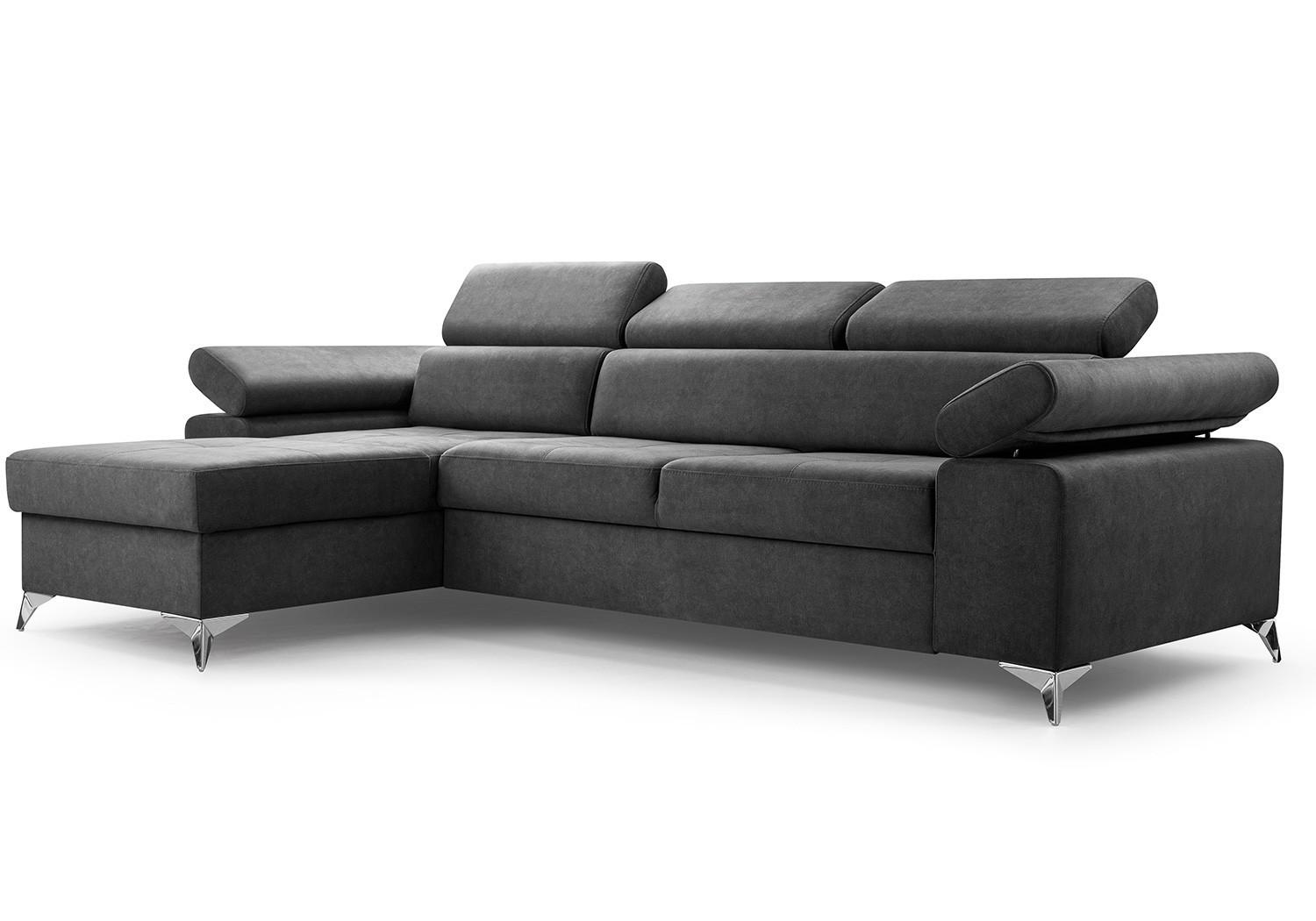 ECKSOFA Madryt Mini Schwarz Vena 20 Ausführung: links - Schwarz, Textil (287/174cm) - imoebel24