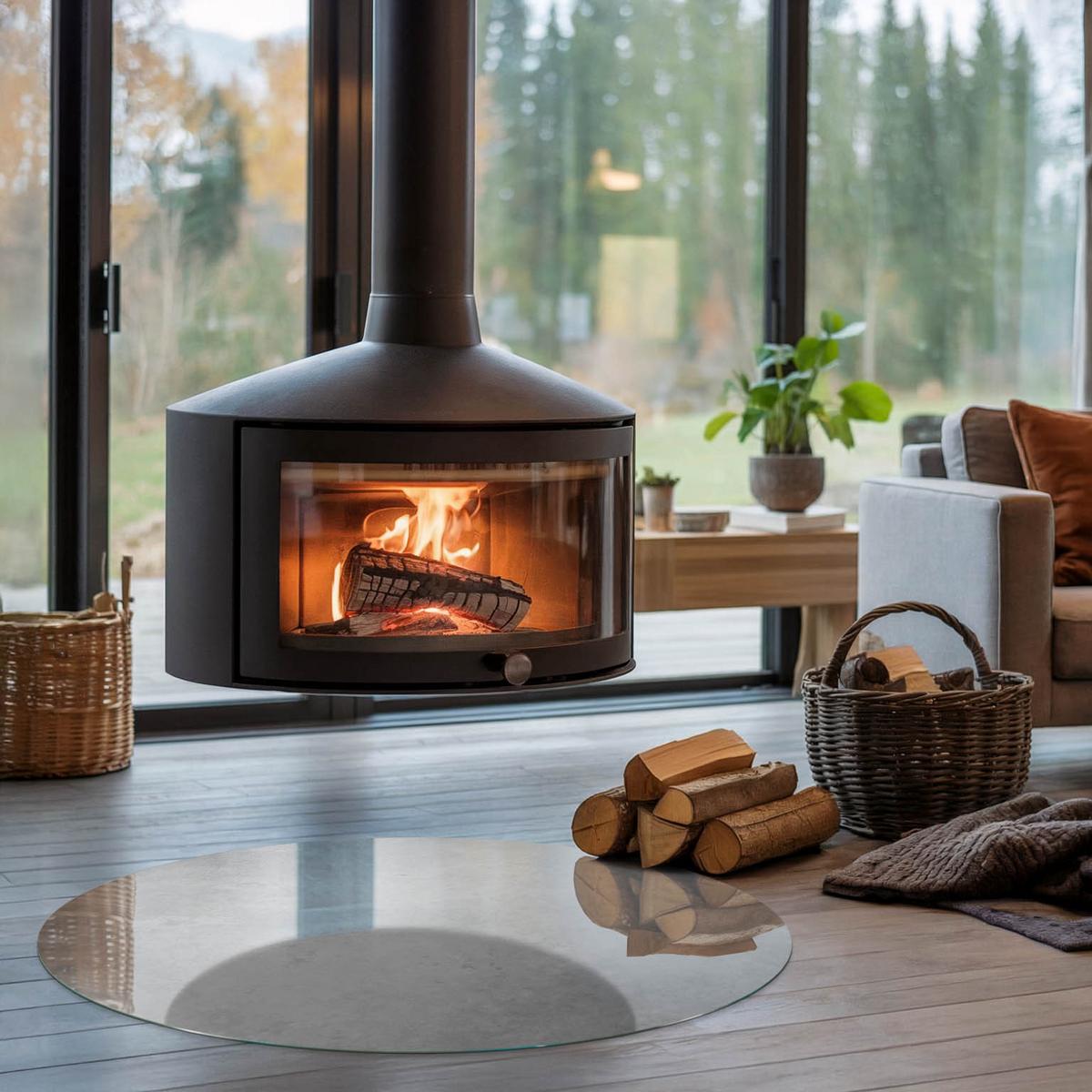 GLASPLATTE für Kamin Ø 100 cm - Grau, Glas (100/100/0.4cm) - TULUP