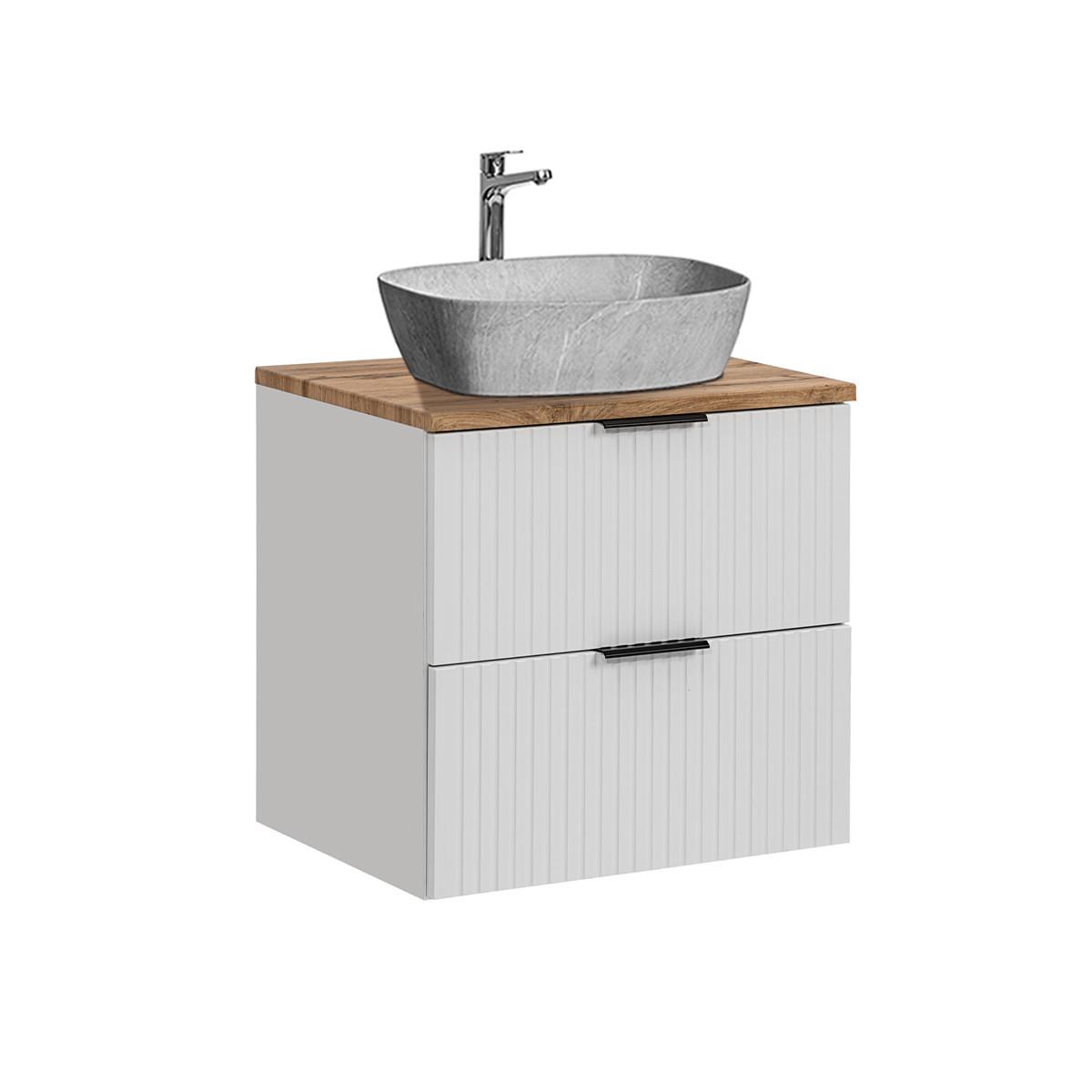WASCHTISCH 60.6cm Adriel Weiß - Silberfarben/Weiß, Holzwerkstoff (60.6/59/46cm) - Petits-meubles
