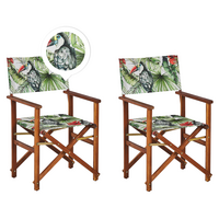 GARTENSTUHL 2er-Set Akazienholz dunkelbraun Auflagen cremeweiß/bunt Cine - Dunkelbraun/Multicolor, Holz (50/91/50cm) - Beliani