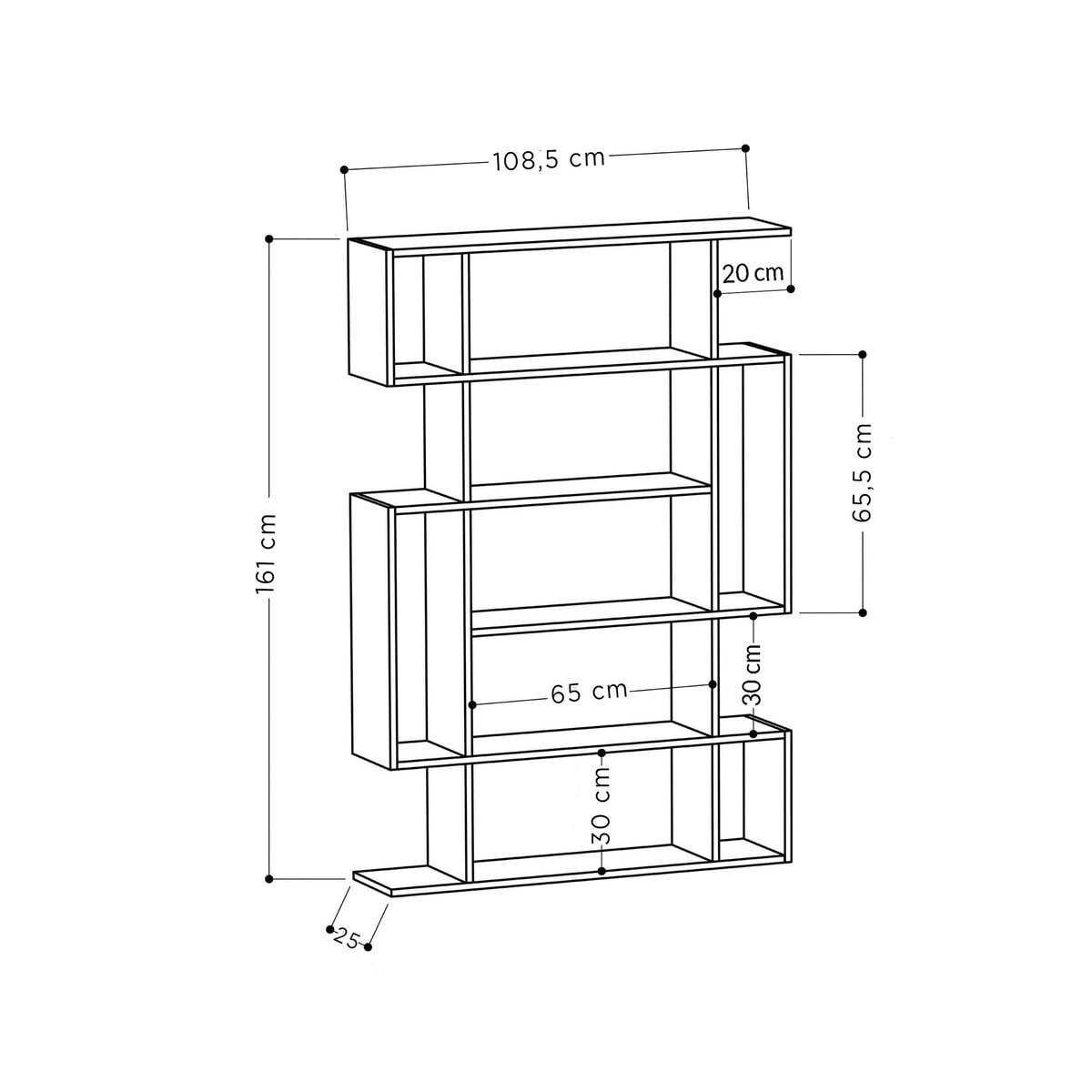 BÜCHERREGAL Mito - 108/25/161 cm - Grau, Holzwerkstoff (25/161/31cm) - Calicosy