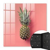 SCHLÜSSELBOX Schwarz 30x30 cm- Türöffnung nach rechts - Exotische Ananas - Pink, Metall (30/30/5cm) - TULUP