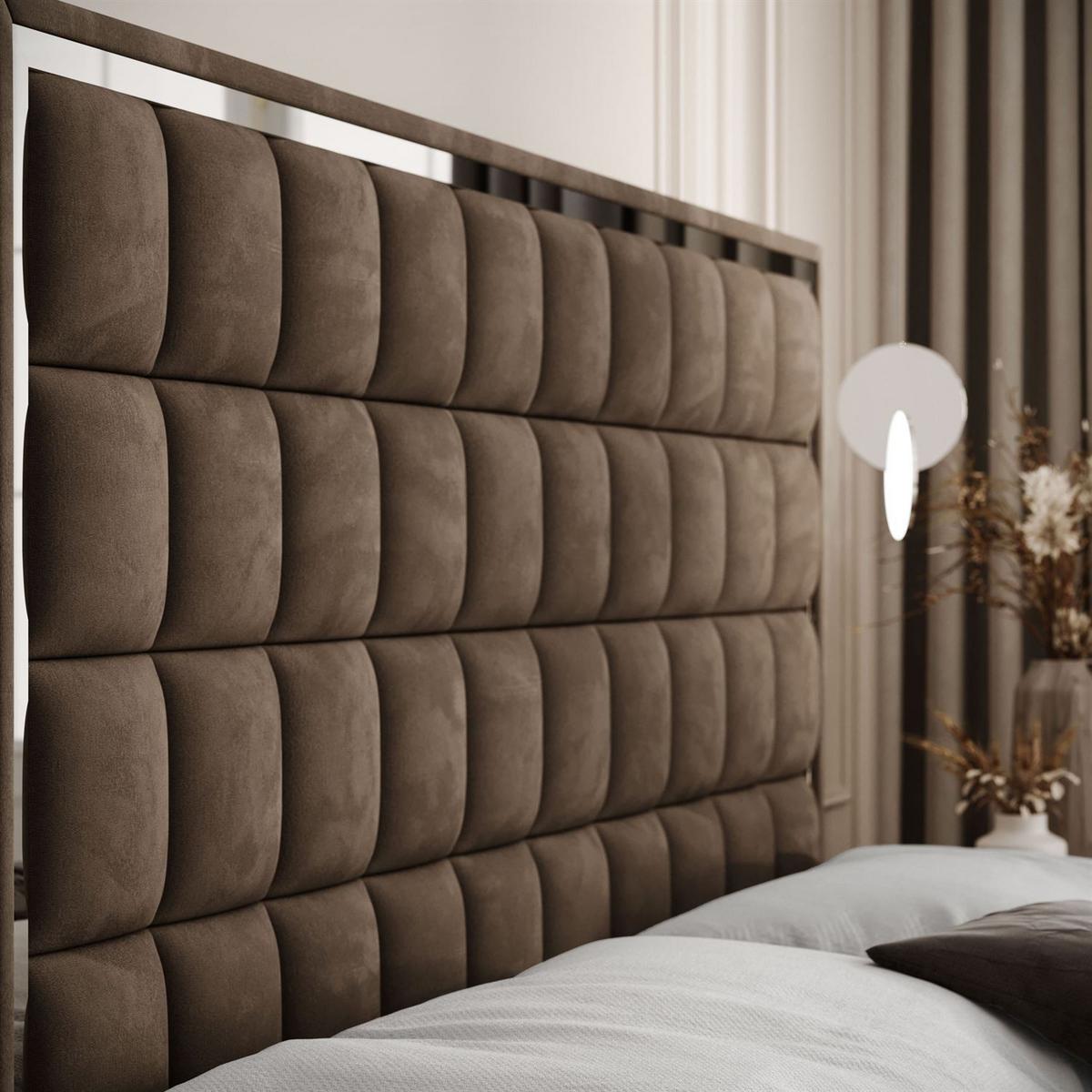 BOXSPRINGBETT ISADORA II SILVER mit Bettkasten und Topper 140x200 cm Royal Velvet 196 - Braun, Textil - Lookway