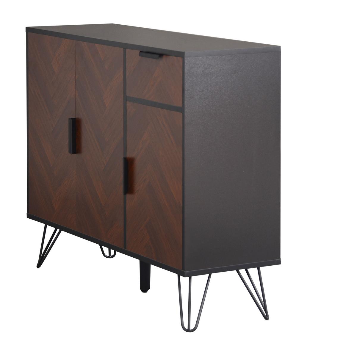 SIDEBOARD Schwarz 90/30/71,5 cm - Schwarz, Holzwerkstoff (90/72/30cm) - Urban Meuble