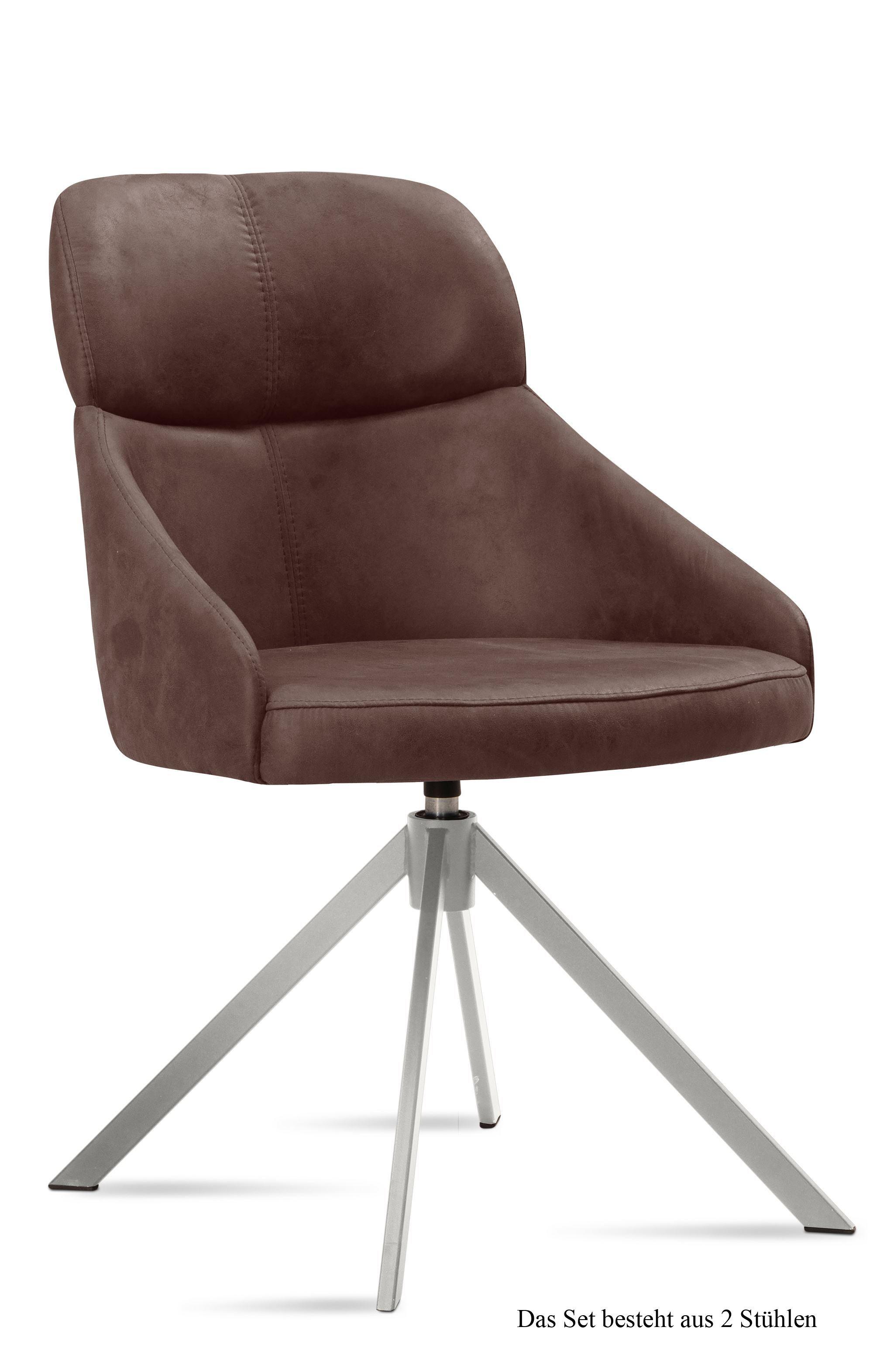 ESSZIMMERSTUHL drehbar (2er-Set) Deeanne 52x82x63 Edelstahl/Braun - Edelstahlfarben/Braun, Kunststoff (63/82/52cm) - 58aufmkessel