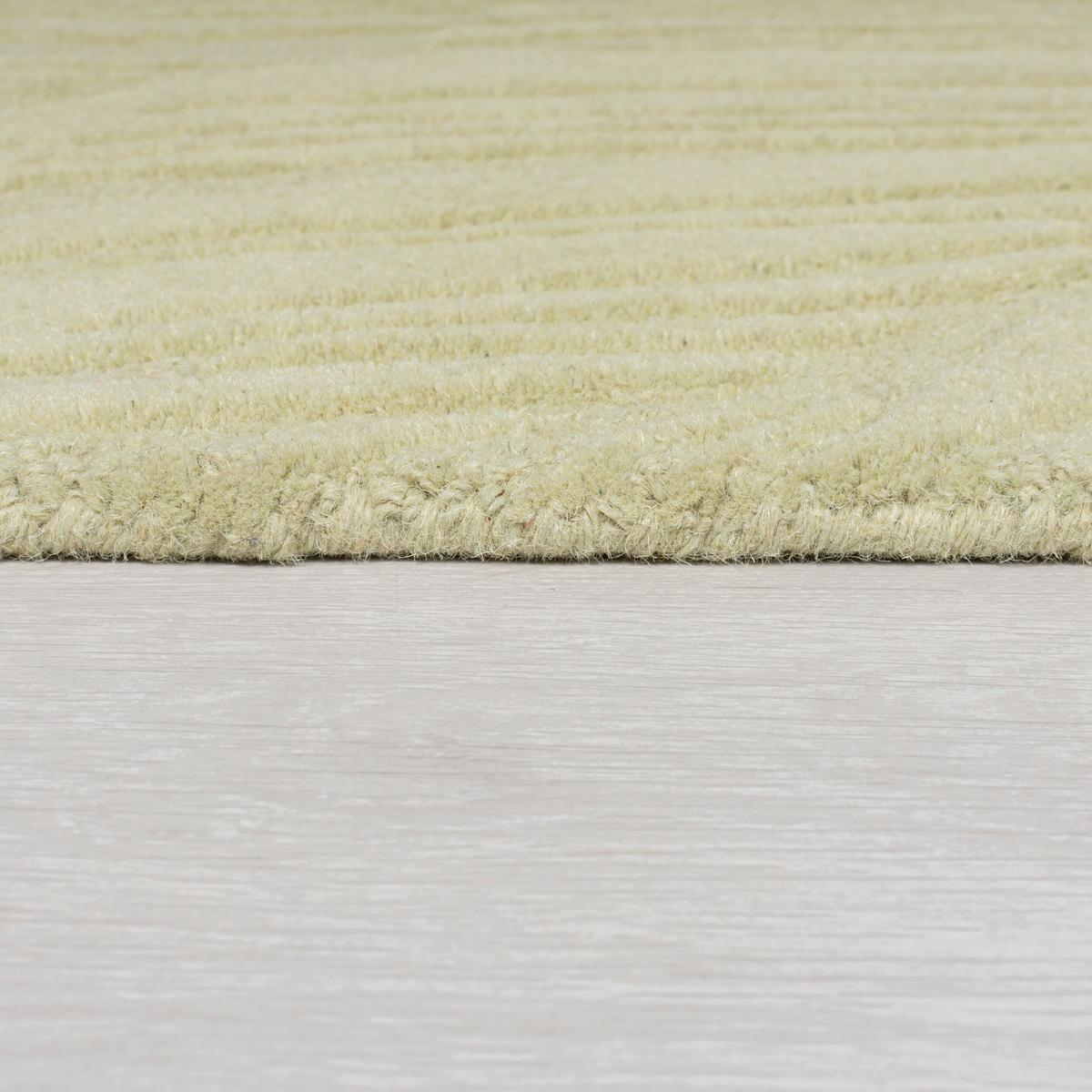 WOLLTEPPICH LEVEN, floral, Grün-Beige, Ø 160 cm - Grün, Textil (160/160cm) - KADIMA DESIGN