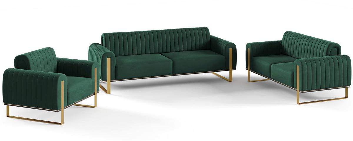 SOFA Parissa 164 cm - Goldfarben/Grün, Textil/Metall (164/79/92cm) - Selsey