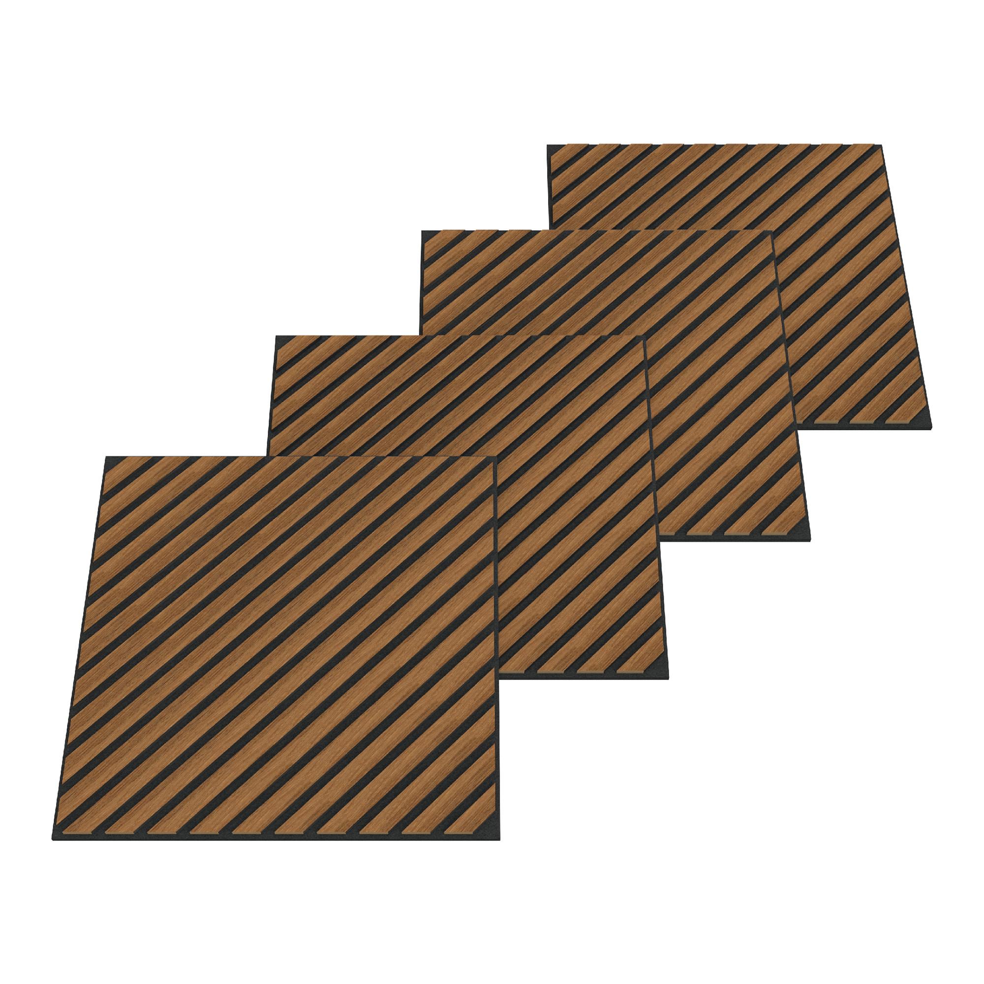 AKUSTIK WANDPANEEL-SET Vang 4-TLG. II - Teakfarben, Holzwerkstoff/Kunststoff (60/60/2.1cm) - NEU.HOLZ