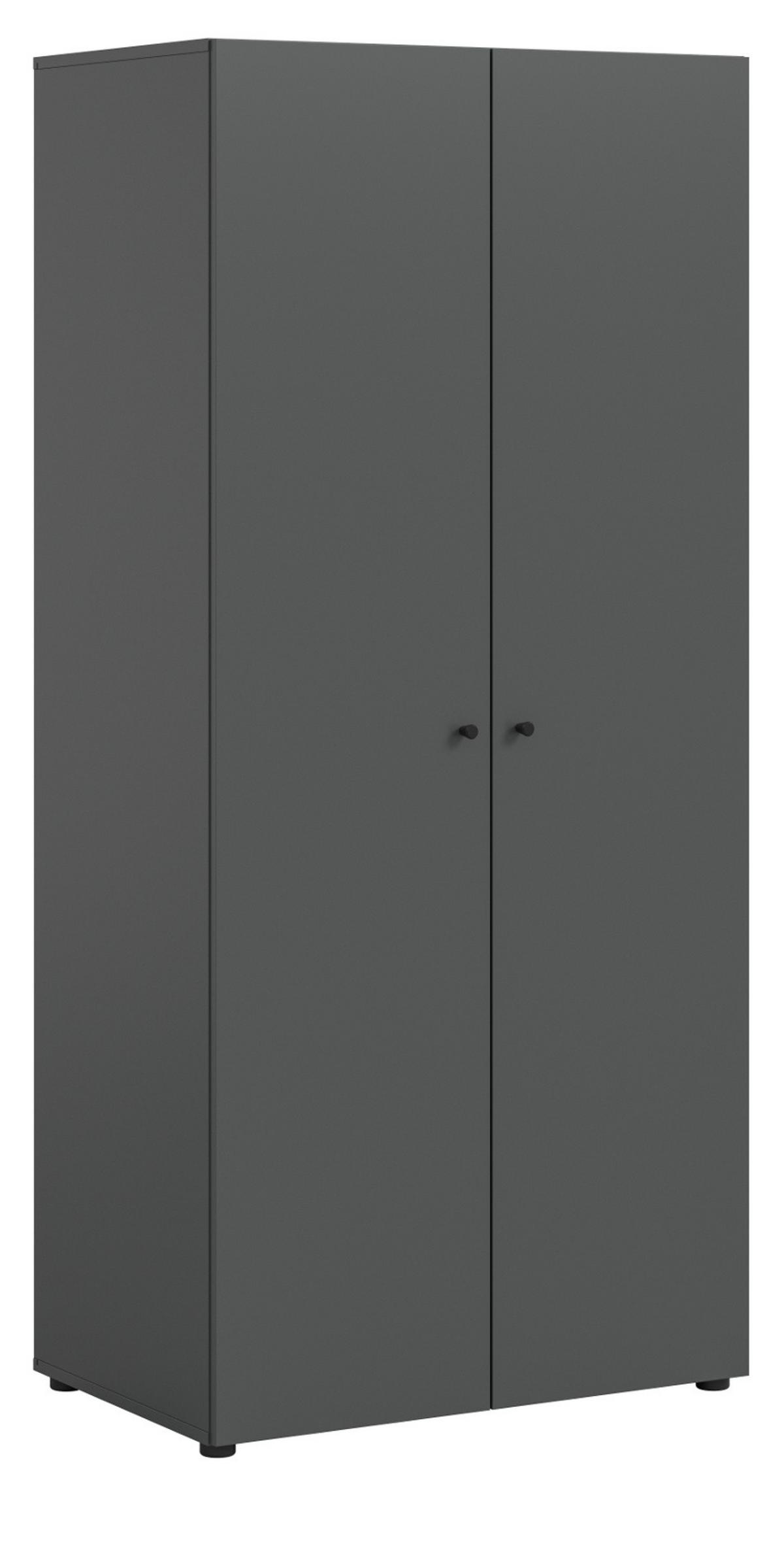 KLEIDERSCHRANK grau 2-türig 80 cm, Drehtürenschrank mit Kleiderstange - Schwarz/Grau, Holzwerkstoff/Kunststoff (80/176/51cm) - Inn.Furn