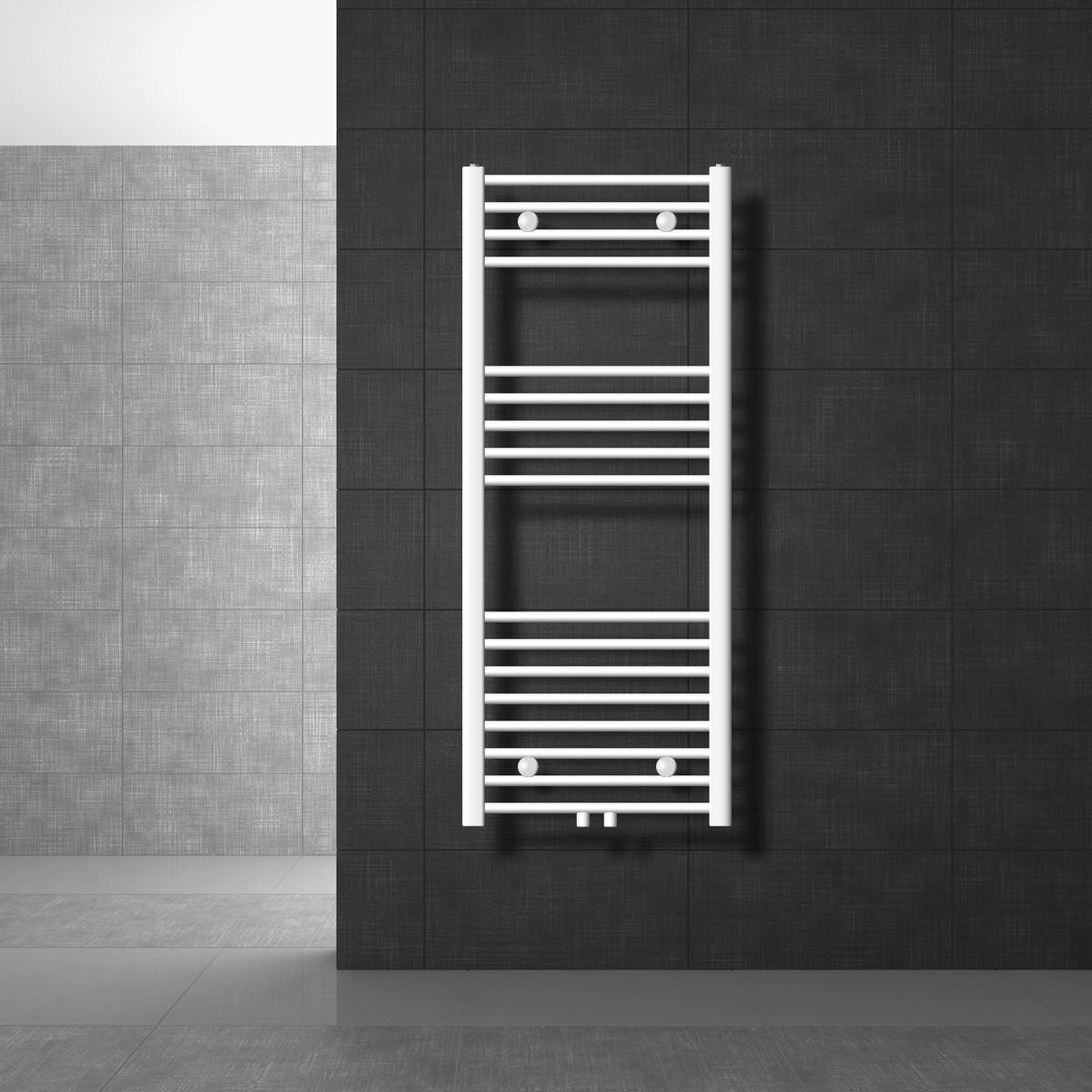 BADHEIZKÖRPER Sahara 500x1200 mm Weiß gebogen mit Mittelanschluss - Weiß, Metall (50/120/5cm) - LuxeBath