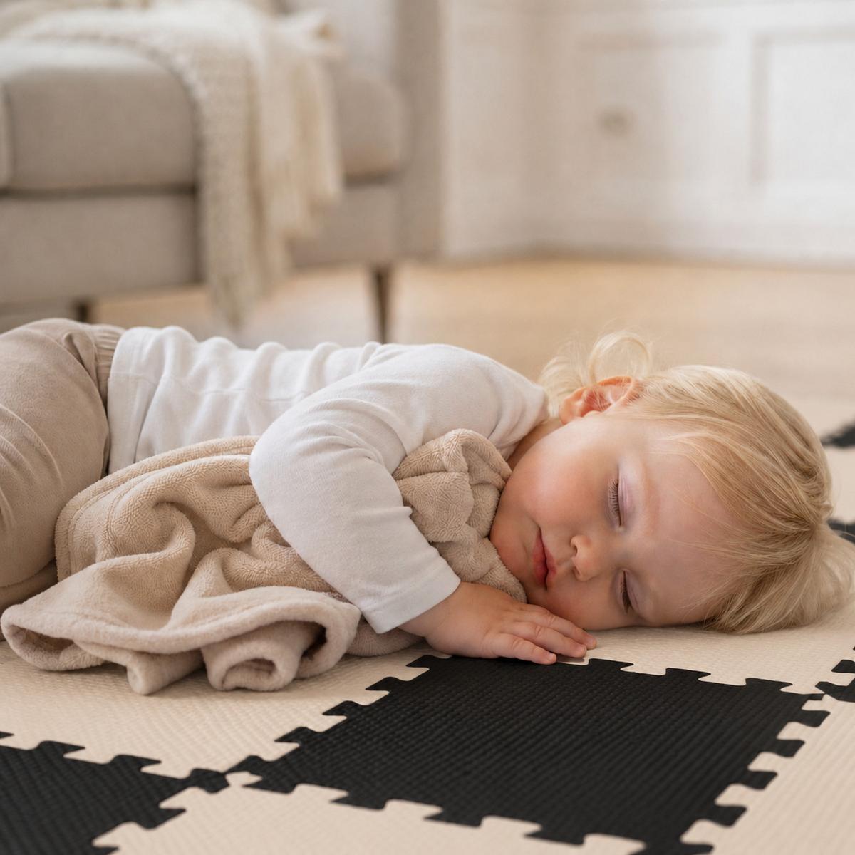 SPIELMATTE ab Null - 180/90/1 cm Puzzlematte Beige - Beige/Schwarz, Kunststoff (30/30cm) - Littletom