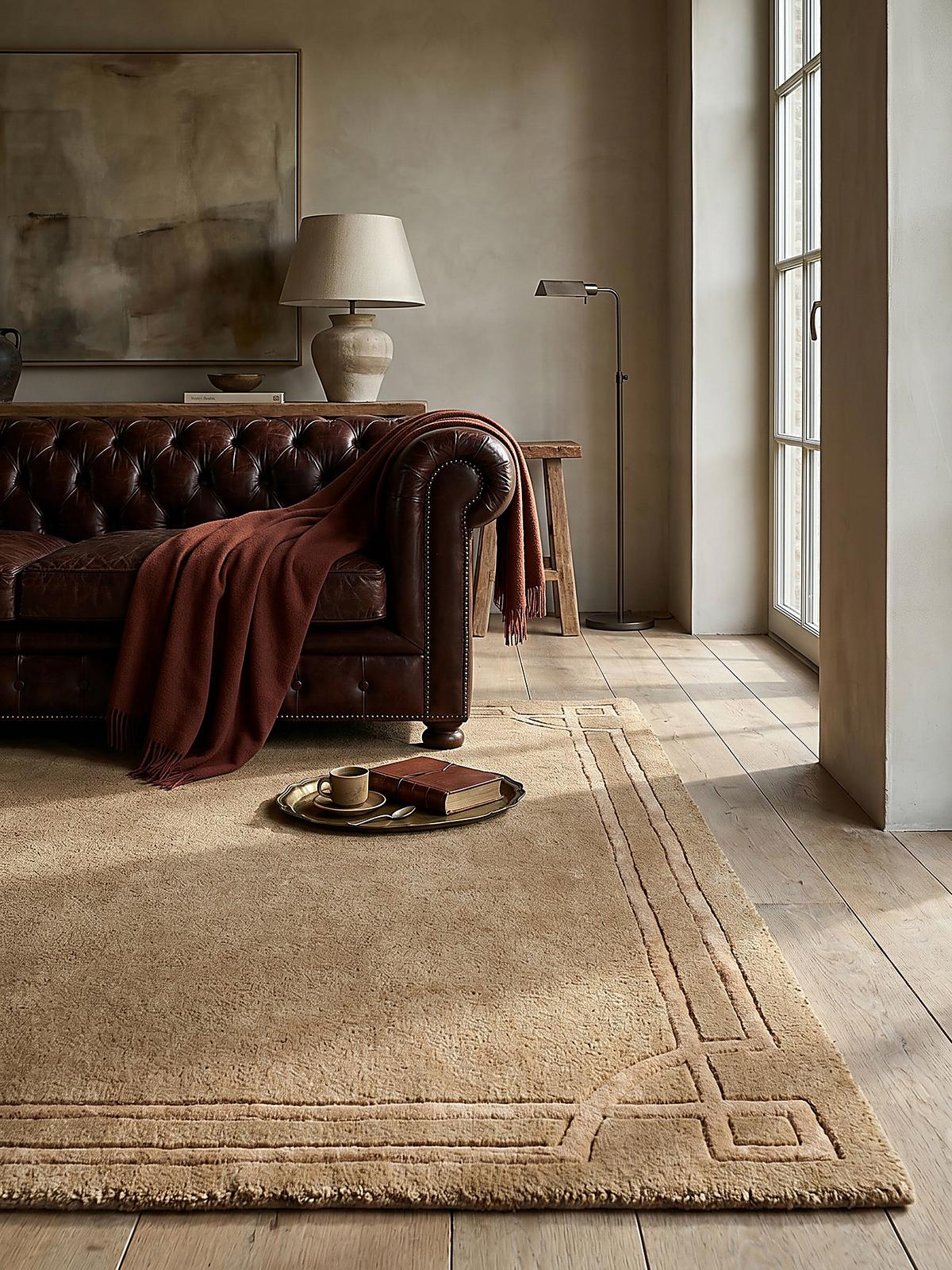 WOLLTEPPICH GLEN, mit Bordüre, Ocker, 160 x 230 cm - Orange, Textil (230/160cm) - KADIMA DESIGN