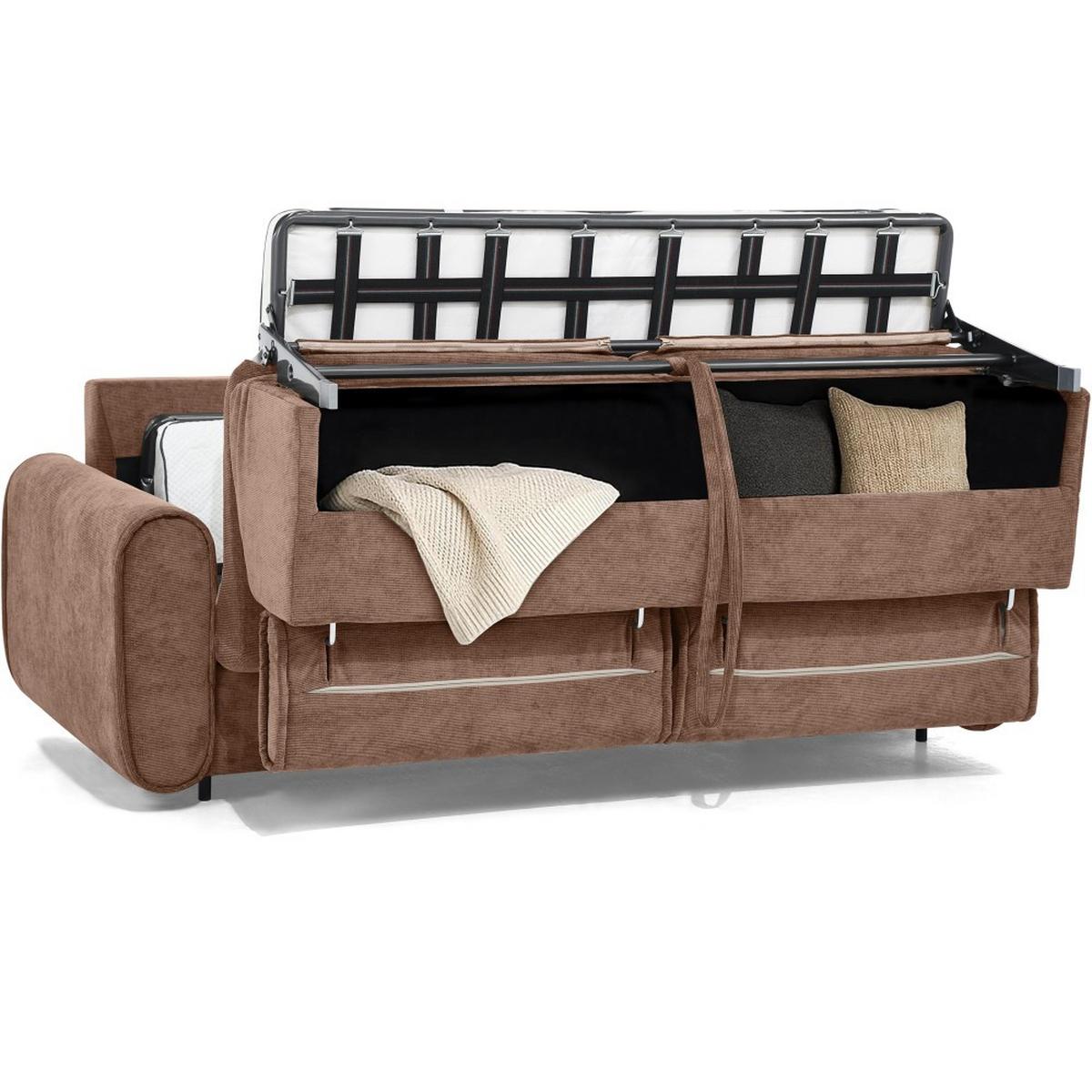 SCHLAFSOFA Pavarti mit italienischem Gestell, 140x195, Hellbraun - Hellbraun/Schwarz, Holzwerkstoff/Textil (194/88/100cm) - Beautysofa