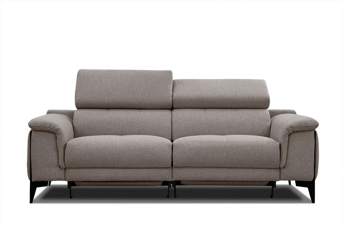 RELAXSOFA MATERA 3-Sitzer mit 2 Relaxfunktionen, taupe - Taupe/Schwarz, Holzwerkstoff/Textil (212/82/103cm) - Wozimo