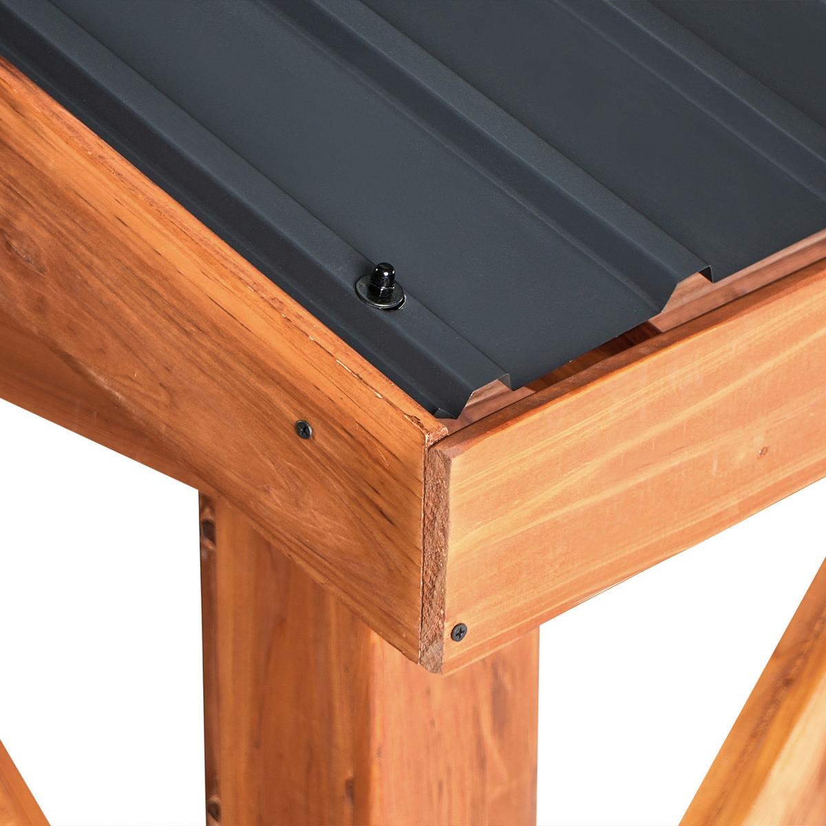 PAVILLON Tannenholz 296/350 cm Braun/Grau Secchia - Dunkelgrau/Braun, Holz (296/256/350cm) - Beliani