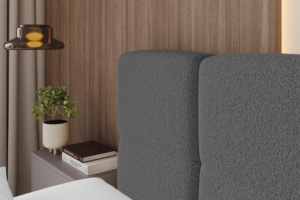 POLSTERBETT mit Bettkasten und Lattenrost, Bett mit Matratze H3/H4, Kopfteil, Boxbett, Doppelbett mit Stauraum - NATA-Z 200x200 Grau - Grau, Holzwerkstoff/Textil (200/200cm) - ALTDECOR
