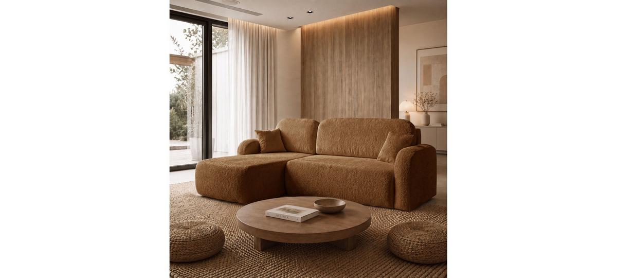 ECKSOFA PALOMA L 235/155/85 cm Coral 35 - Cognac, Textil (235/155cm) - Lookway
