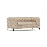 CHESTERFIELD-SOFA 2-Sitzer Quantum Beige Samt - Beige/Silberfarben, Holz/Textil (185/75/100cm) - S-Style Möbel