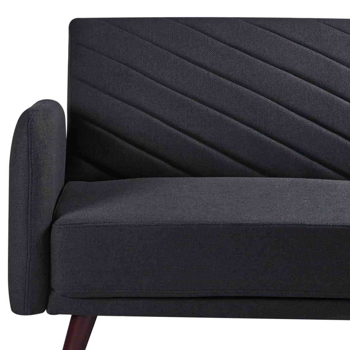 SCHLAFSOFA 3-Sitzer Kunstleinen Schwarz Senja - Schwarz, Textil (198/87/95cm) - Beliani