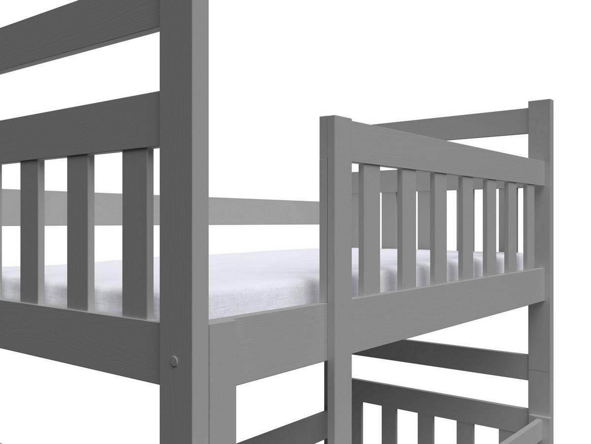 ETAGENBETT DINOS mit Bettkasten 80x185 cm Grau - Grau, Holz (80/185cm) - MASSENO