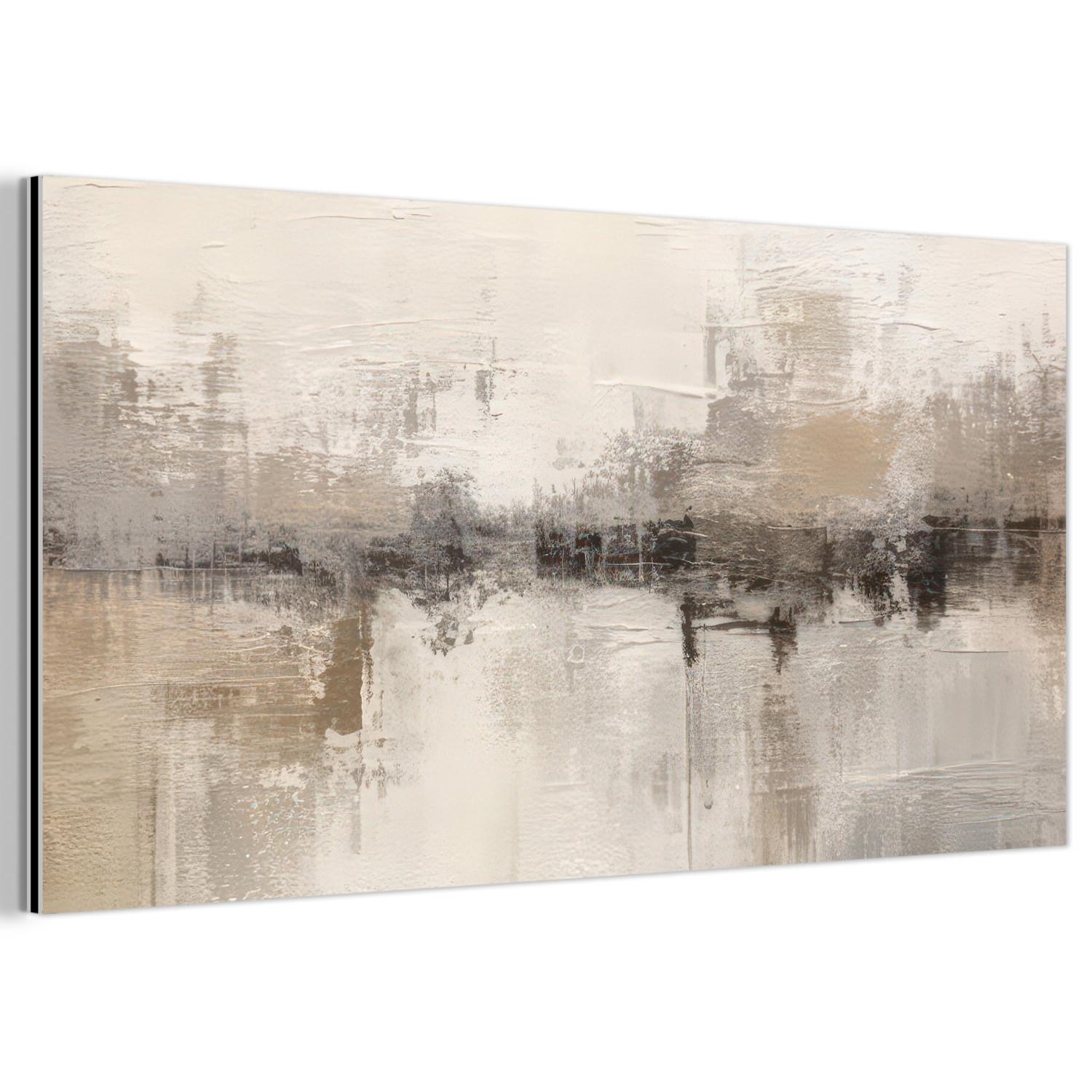 METALLBILD Moderne Kunst - Abstrakt - Beige 80x40 cm - Beige, Metall (80/40cm) - MuchoWow